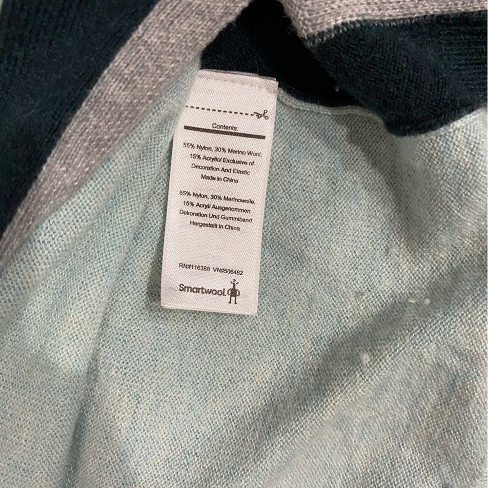Smartwool Sweater S Pullover Sea Green Athletic Stripes Merino Wool Gorpcore - Picture 3 of 5